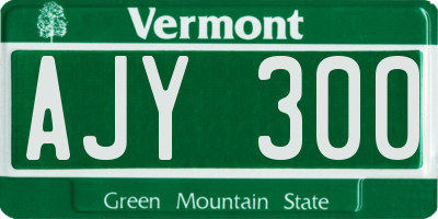 VT license plate AJY300