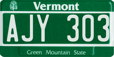 VT license plate AJY303