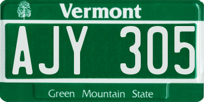 VT license plate AJY305