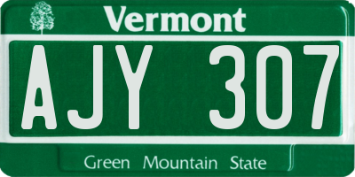 VT license plate AJY307