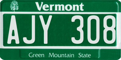 VT license plate AJY308