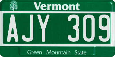 VT license plate AJY309