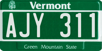 VT license plate AJY311