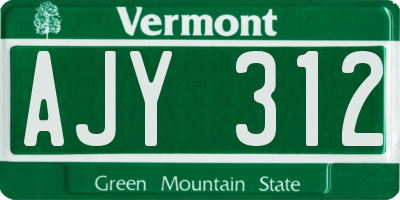 VT license plate AJY312