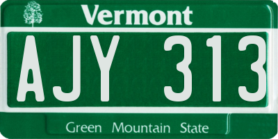 VT license plate AJY313