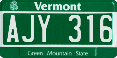 VT license plate AJY316