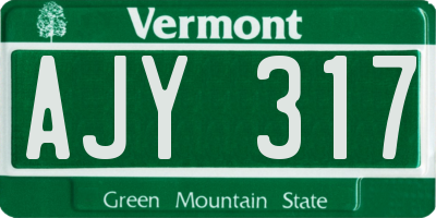 VT license plate AJY317