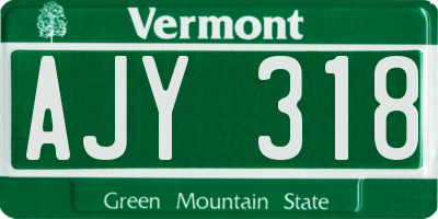 VT license plate AJY318