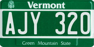 VT license plate AJY320