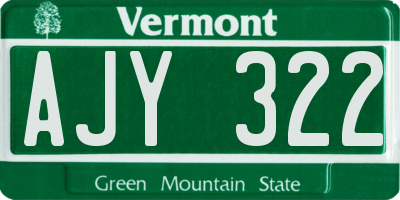 VT license plate AJY322