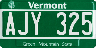 VT license plate AJY325
