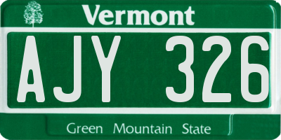 VT license plate AJY326