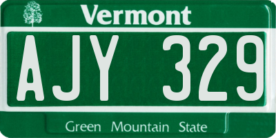 VT license plate AJY329
