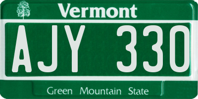 VT license plate AJY330