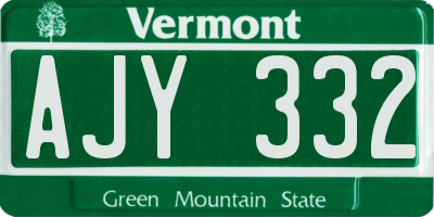 VT license plate AJY332
