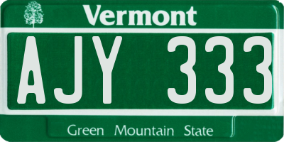 VT license plate AJY333