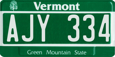 VT license plate AJY334