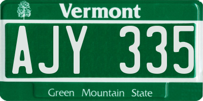 VT license plate AJY335