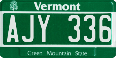 VT license plate AJY336
