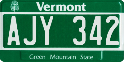 VT license plate AJY342