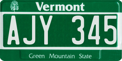 VT license plate AJY345