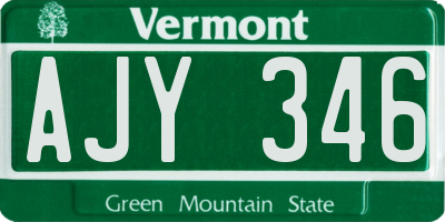 VT license plate AJY346