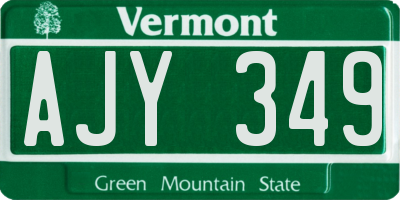 VT license plate AJY349