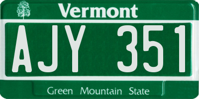VT license plate AJY351