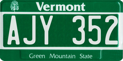 VT license plate AJY352
