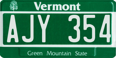 VT license plate AJY354