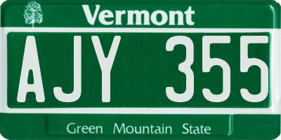 VT license plate AJY355