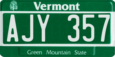 VT license plate AJY357