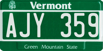 VT license plate AJY359