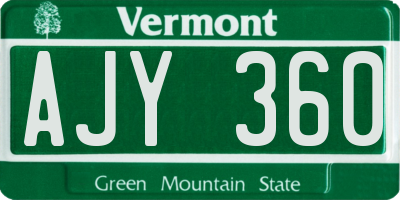 VT license plate AJY360