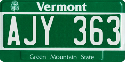 VT license plate AJY363