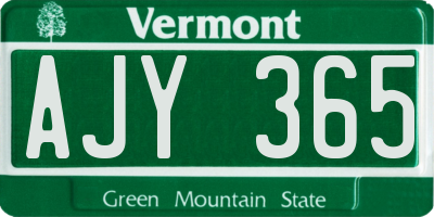 VT license plate AJY365