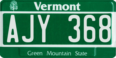 VT license plate AJY368