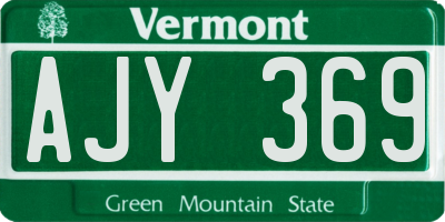 VT license plate AJY369