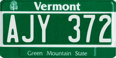 VT license plate AJY372
