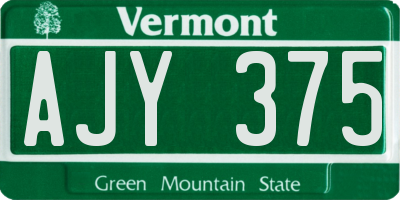 VT license plate AJY375