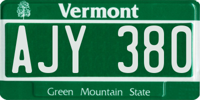 VT license plate AJY380