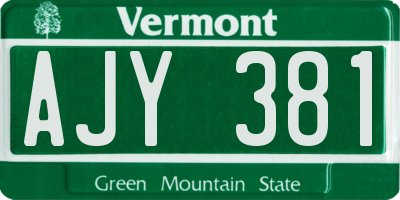 VT license plate AJY381