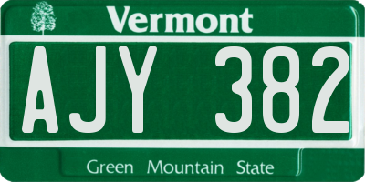 VT license plate AJY382