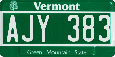 VT license plate AJY383