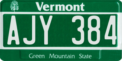 VT license plate AJY384
