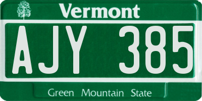 VT license plate AJY385