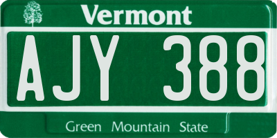 VT license plate AJY388