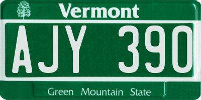 VT license plate AJY390