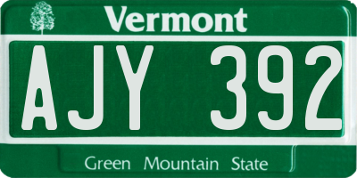 VT license plate AJY392