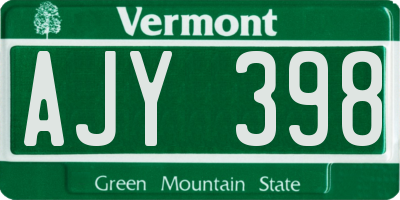 VT license plate AJY398